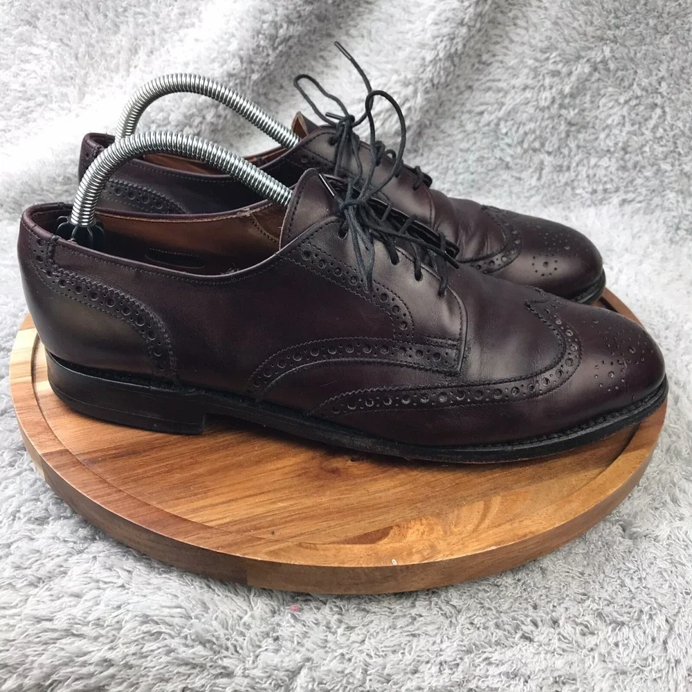 Allen Edmonds Ashland Dress Shoe Mens 9.5D Burgundy Wingtip Derby Oxford Leather
